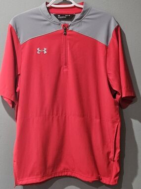 Under Armour Red & Gray Golf Short-Sleeve Quarter-Zip Size Small